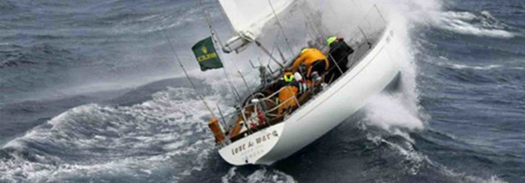 Sailing Yacht out in the rough sea.